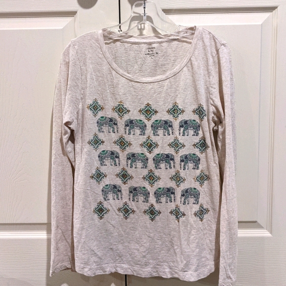 crown & ivy Tops - Crown & Ivy Beige Elephant Authentic Tee